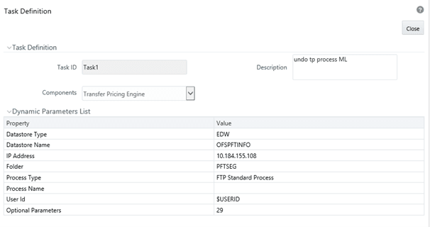 This screen allows you to define the task details for the batch.