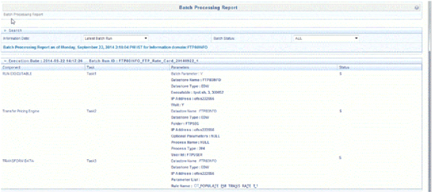 The Batch Processing Report displays the details of the processed batches.