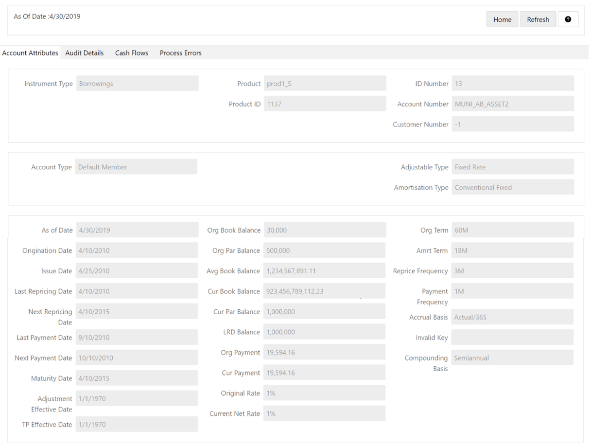 The Account Attributes tab displays the account/deal attributes, so you can get an idea if the account is fixed or floating rate, rate of interest charged, original balance, remaining balance, account maturity etc., which would be required to verify the calculations in subsequent tabs. The Account Attributes tab displays the account/deal attributes, so you can get an idea if the account is fixed or floating rate, rate of interest charged, original balance, remaining balance, account maturity etc., which would be required to verify the calculations in subsequent tabs.