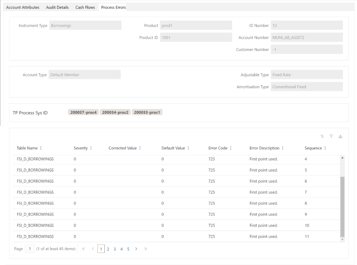 The Process errors tab lists all the errors logged for the concerned account (Transfer Rate, Adjustment Rate, and Economic Cost Calculations etc.). The Process errors tab lists all the errors logged for the concerned account (Transfer Rate, Adjustment Rate, and Economic Cost Calculations etc.).