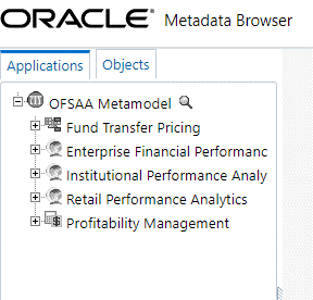 This screen shows the OFS Applications available under the OFSAA Metamodel.