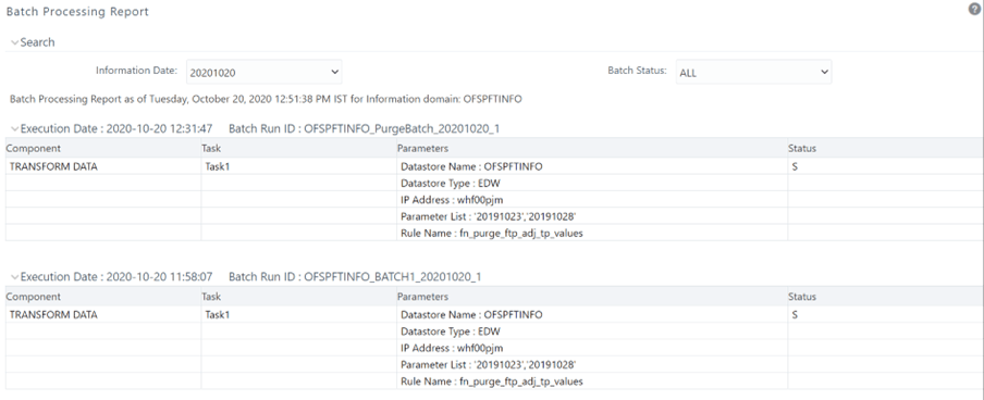 This report displays the details of the processed batch.