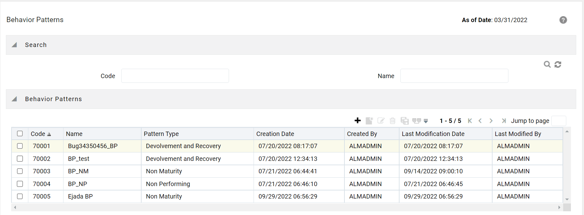Behavior Pattern Summary Page