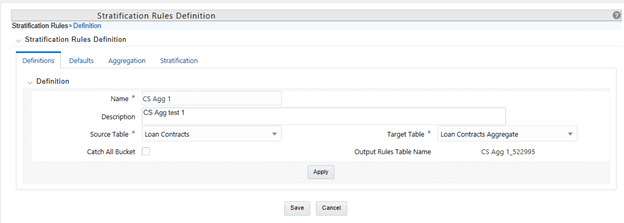 Stratification Rules Definition page