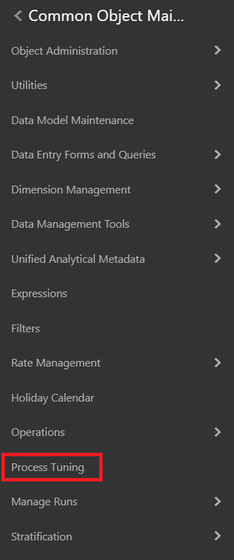 Navigation to Process Tuning UI