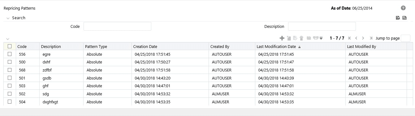 Repricing Pattern Summary Page