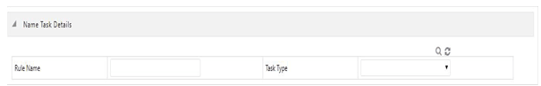 This pane of the Task Details screen allows you to search for a particular task by name and task type.