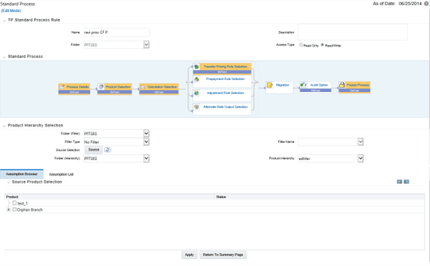 This screen allows you to edit an already existing Standard Process.