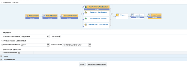 This screen allows you to select the Migration Parameters for the Standard Process.