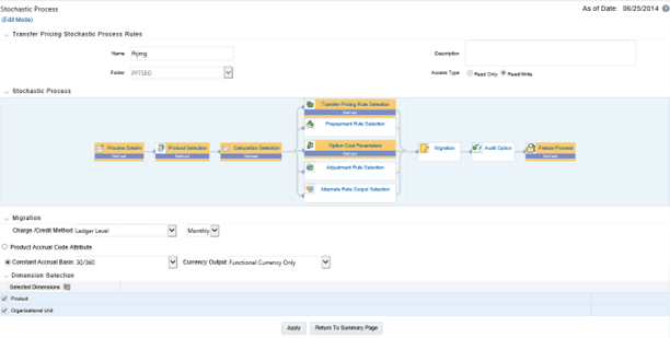 This screen allows you to select the Migration Parameters for the Stochastic Process.