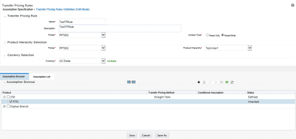 This screen allows you to modify a selected Transfer Pricing Rule.