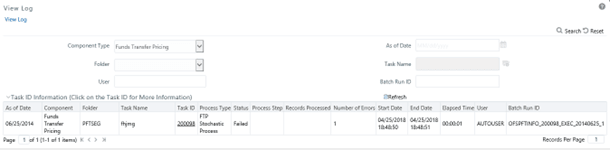 This screen displays the process that has already been run and also indicates a process that can be re-run. In this case, View Log is a hyperlink that allows you to navigate to the Log Viewer page where you can review any processing errors or alerts related to this process.
