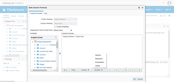 The Edit Column Formula Window