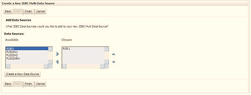 Map the required Data Source from the Available Data Sources. Click Finish. The New JDBC Multi Data Source is created with added data sources.