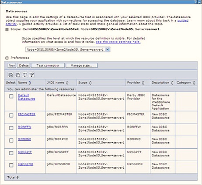 Log in with the user ID that has admin rights. Expand the Resources option in the LHS menu and click JDBC > Data sources to display the Data sources window. Select the Scope from the drop-down list. The scope specifies the level at which the resource definition is visible. Click New to display the Create a Data Source window. Log in with the user ID that has admin rights. Expand the Resources option in the LHS menu and click JDBC > Data sources to display the Data sources window. Select the Scope from the drop-down list. The scope specifies the level at which the resource definition is visible. Click New to display the Create a Data Source window.
