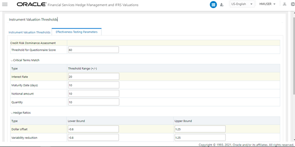 The Effective Testing Parameters Pane