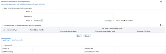 The Fair Value Determination Process Definition pane