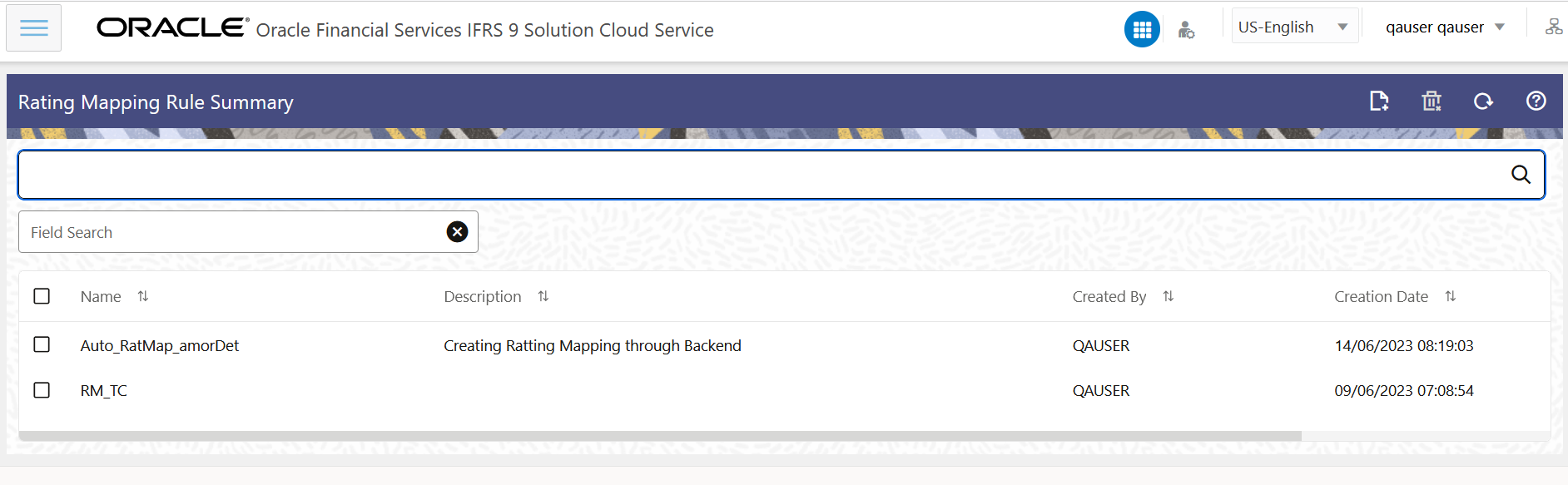 The Rating Mapping Rule Summary Page The Rating Mapping Rule Summary Page
