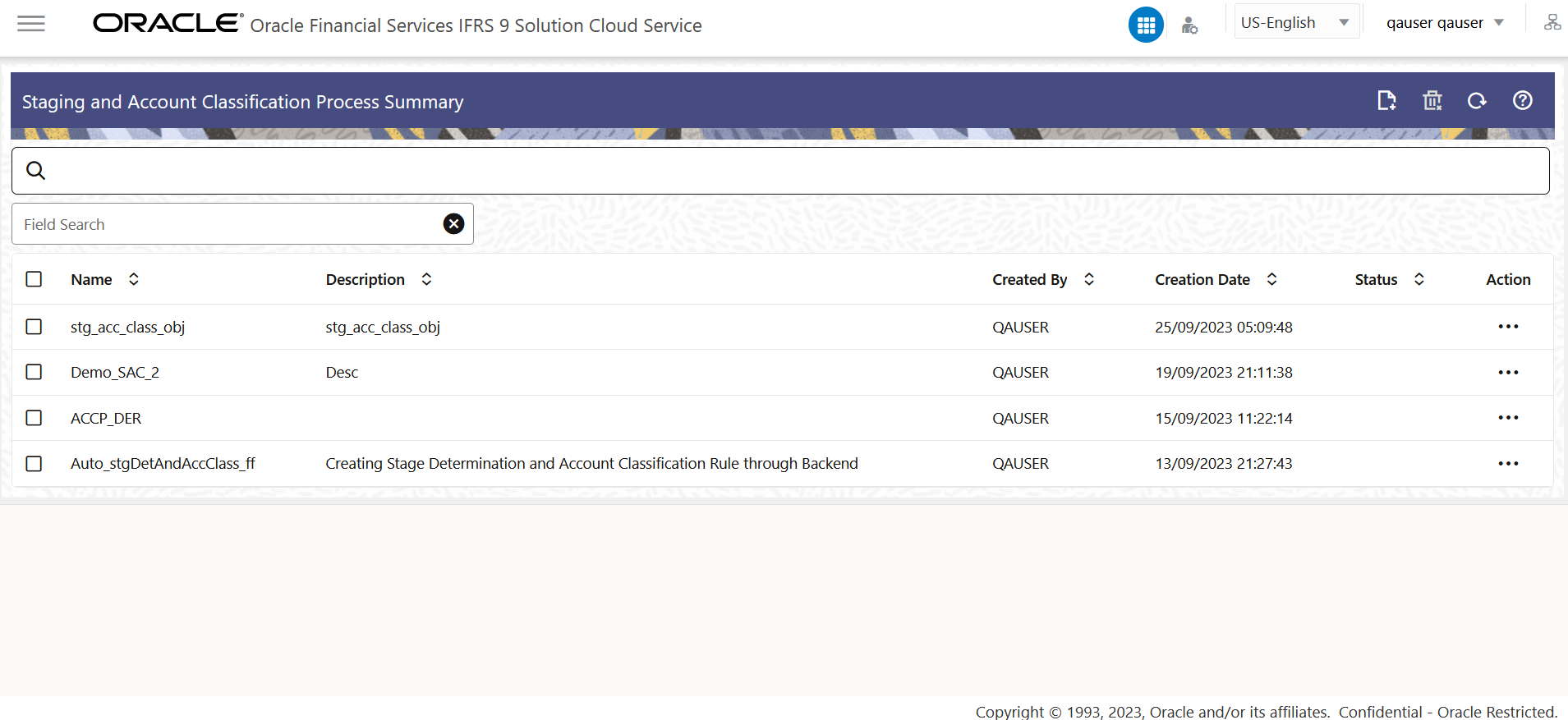 The Staging and Account Classification Process Summary Screen The Staging and Account Classification Process Summary Screen