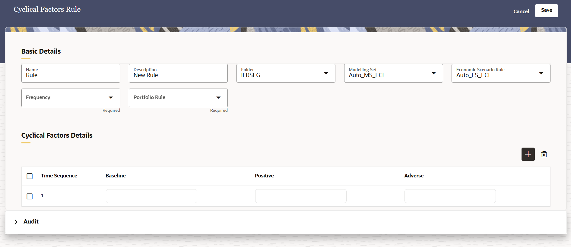 Create Cyclical Factor Rule with Deatils Pane