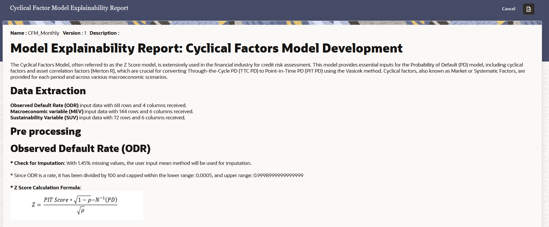 Cyclical Factor Model Explainability Report Cyclical Factor Model Explainability Report