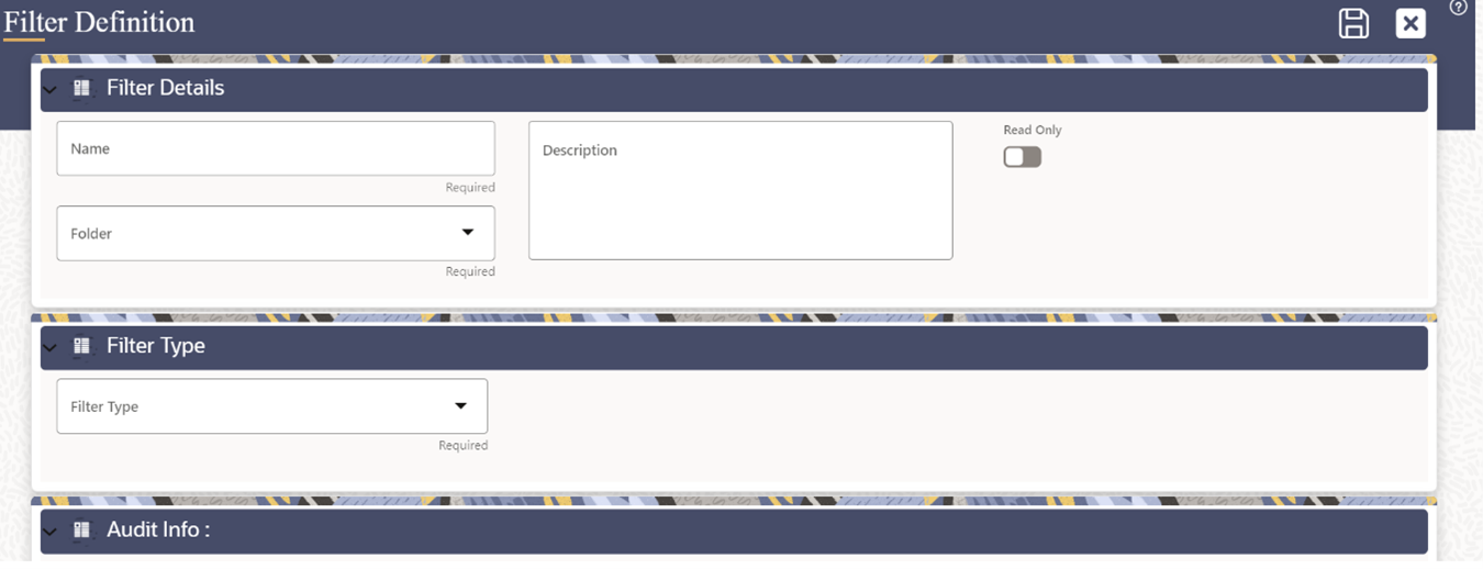 Add Filter Definition Page Add Filter Definition Page