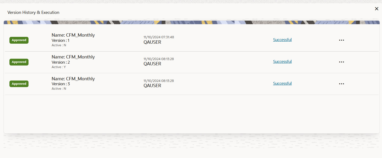 Version History & Execution Window Version History & Execution Window
