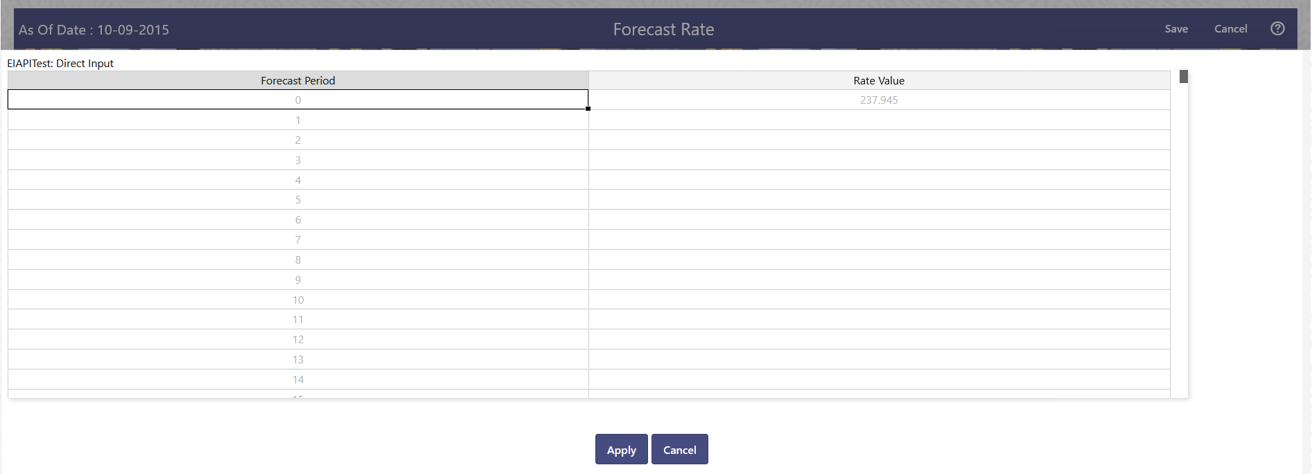 Direct Input window