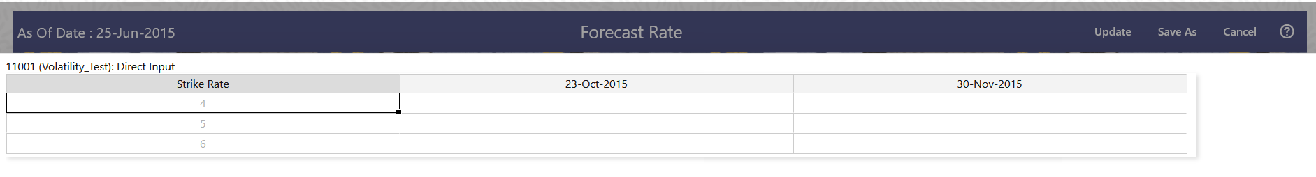 Direct Input window Direct Input window