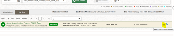 View Execution Parameter