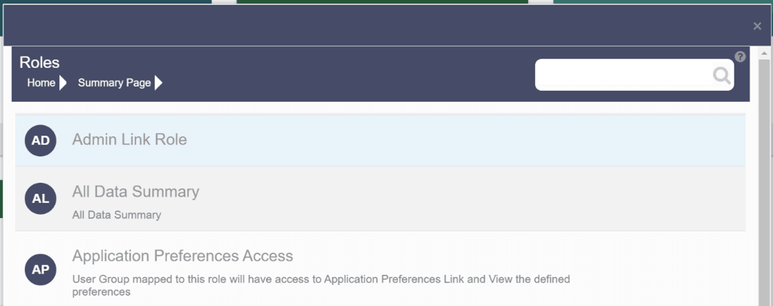 Roles Summary Page Roles Summary Page