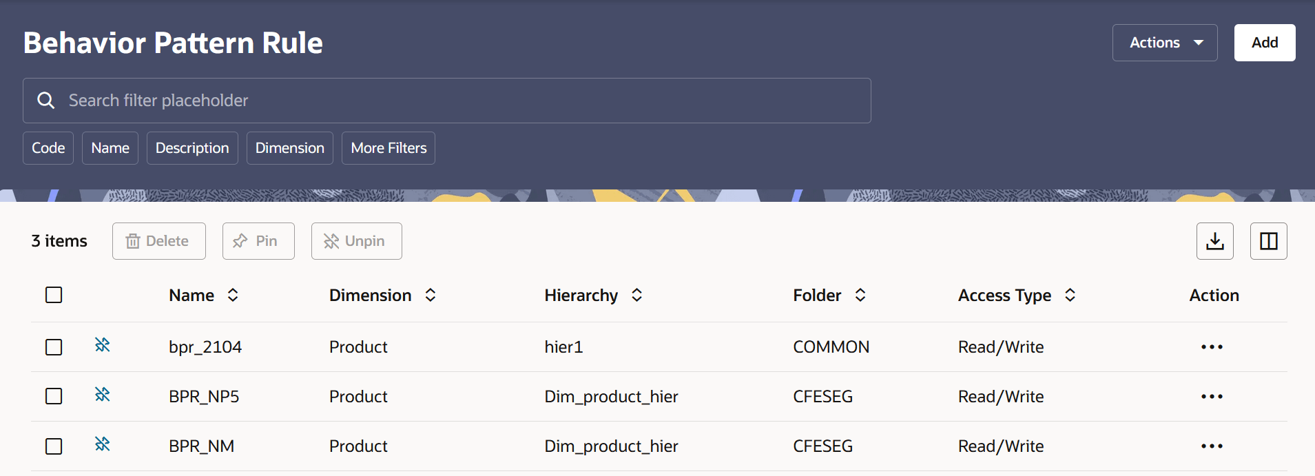 Behavior Pattern Rule Summary Behavior Pattern Rule Summary