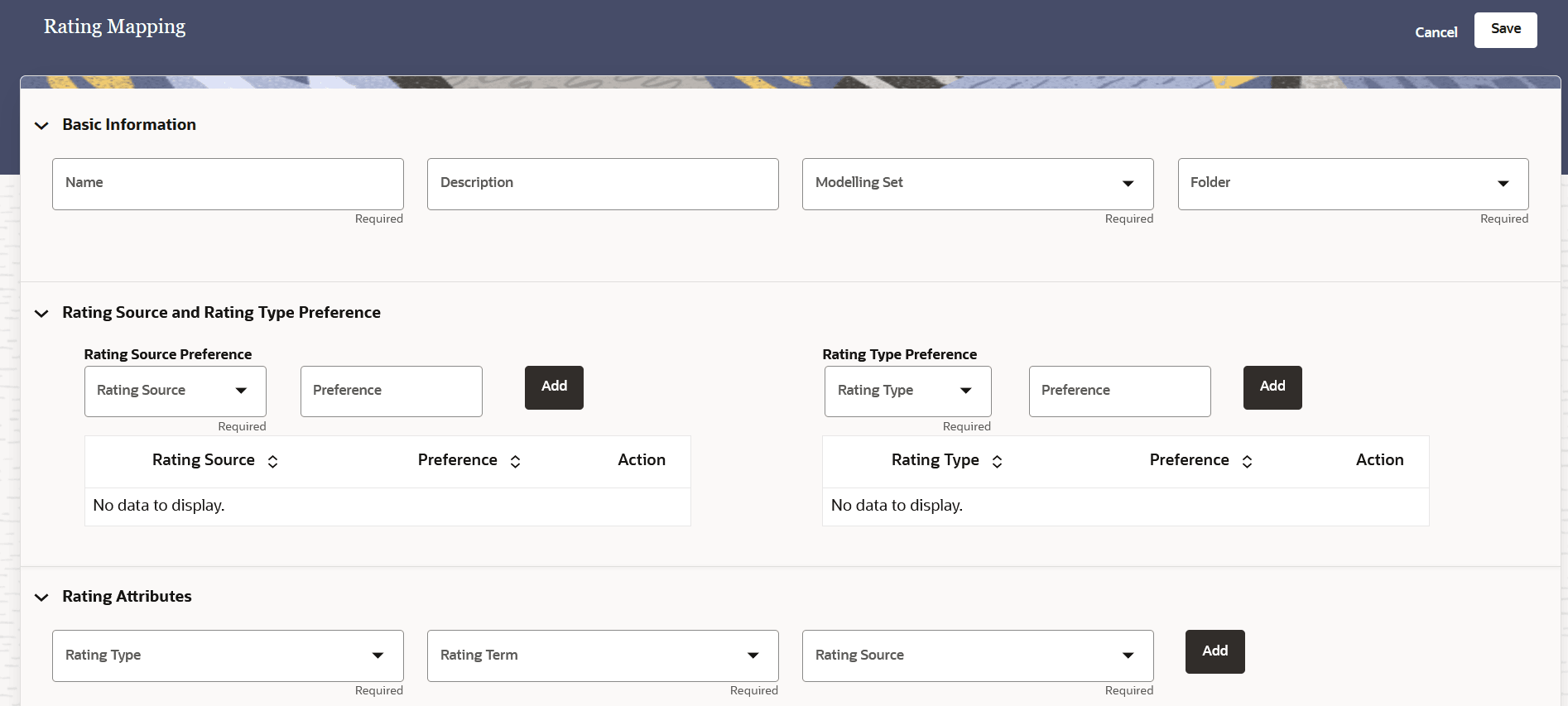The Rating Mapping Rule Form