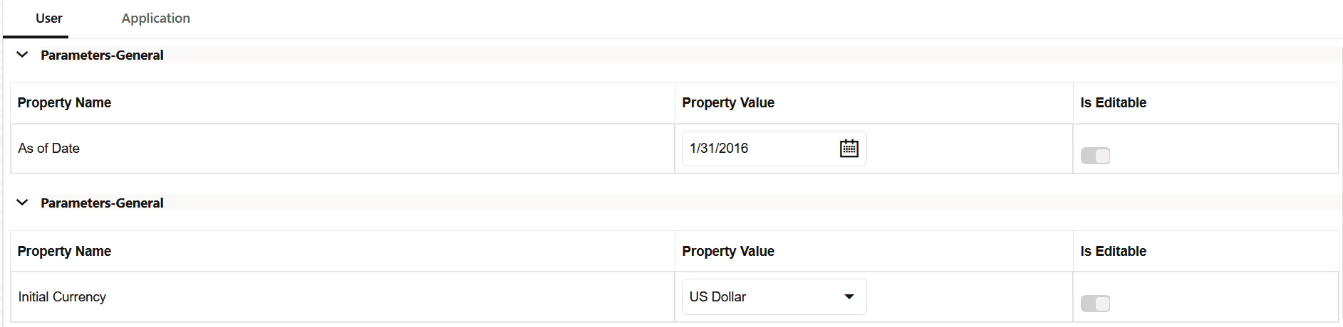User Preference Section
