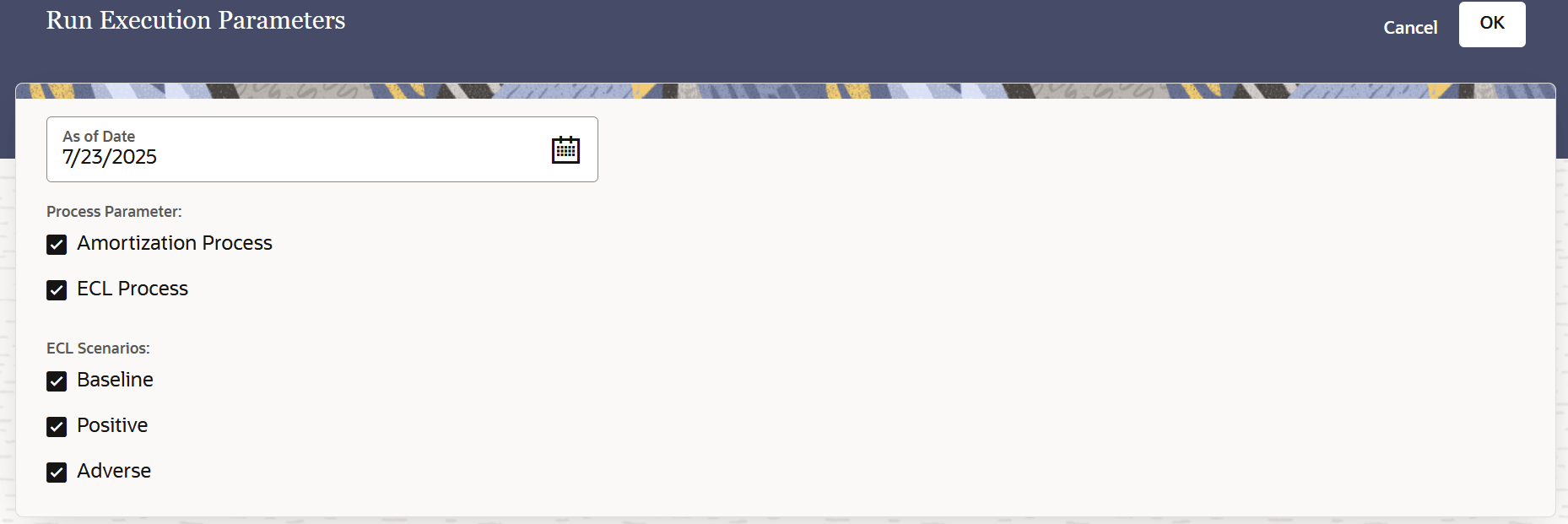 The Run Parameters Window