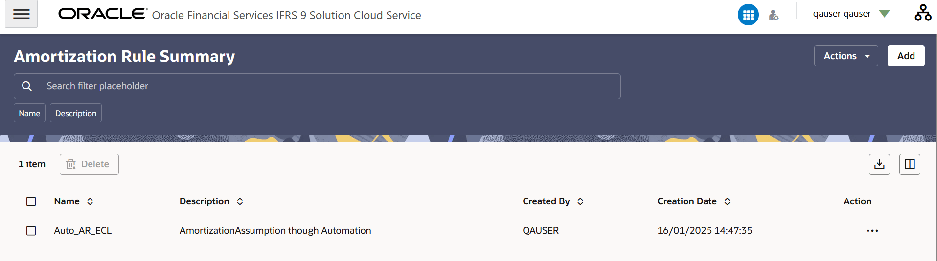 Amortization Rule Summary Page