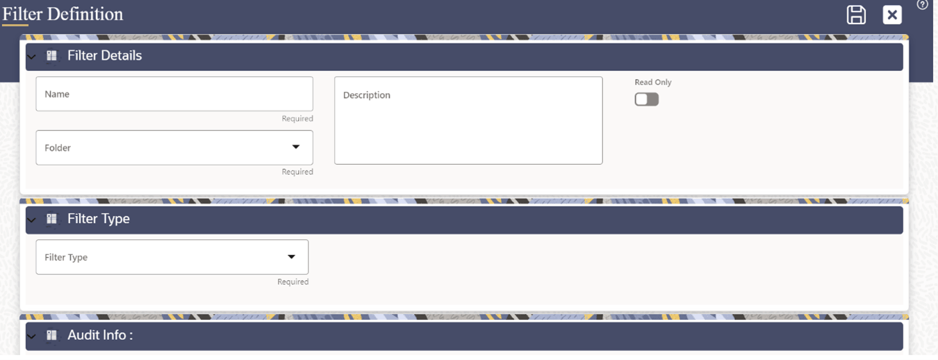 Add Filter Definition Page