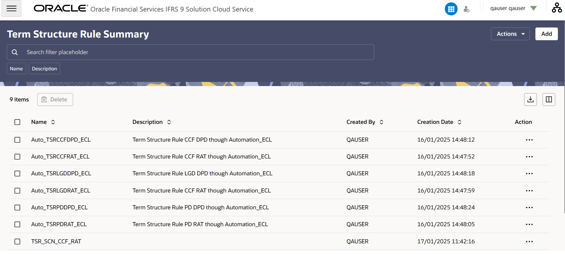 Term Structure Rule Summary Page