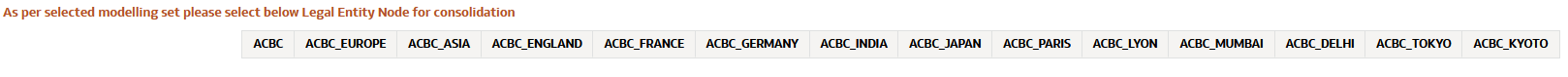 As per selected modelling set please select below Legal Entity Node for consolidation