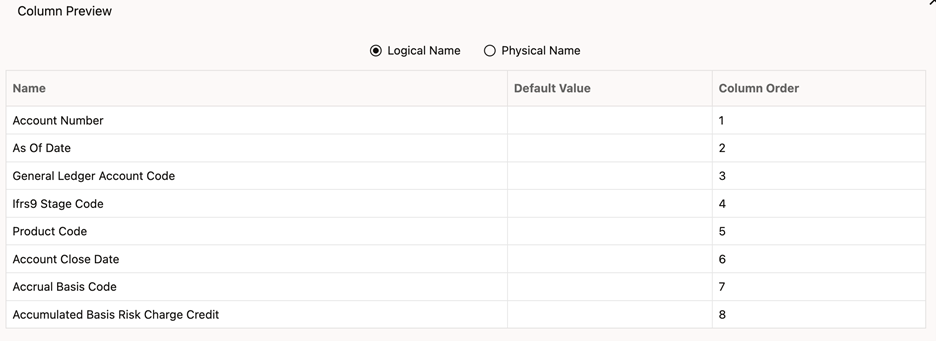 This preview screen displays the re-arranged columns. This preview screen displays the re-arranged columns.