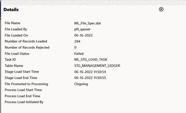 This illustration displays the details of the selected Data File. This illustration displays the details of the selected Data File.