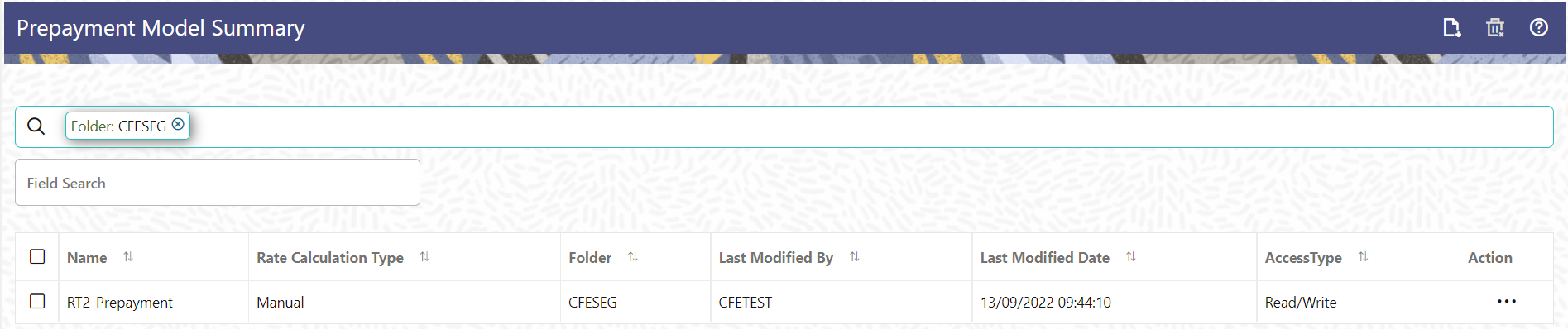 Prepayment Model Summary page Prepayment Model Summary page