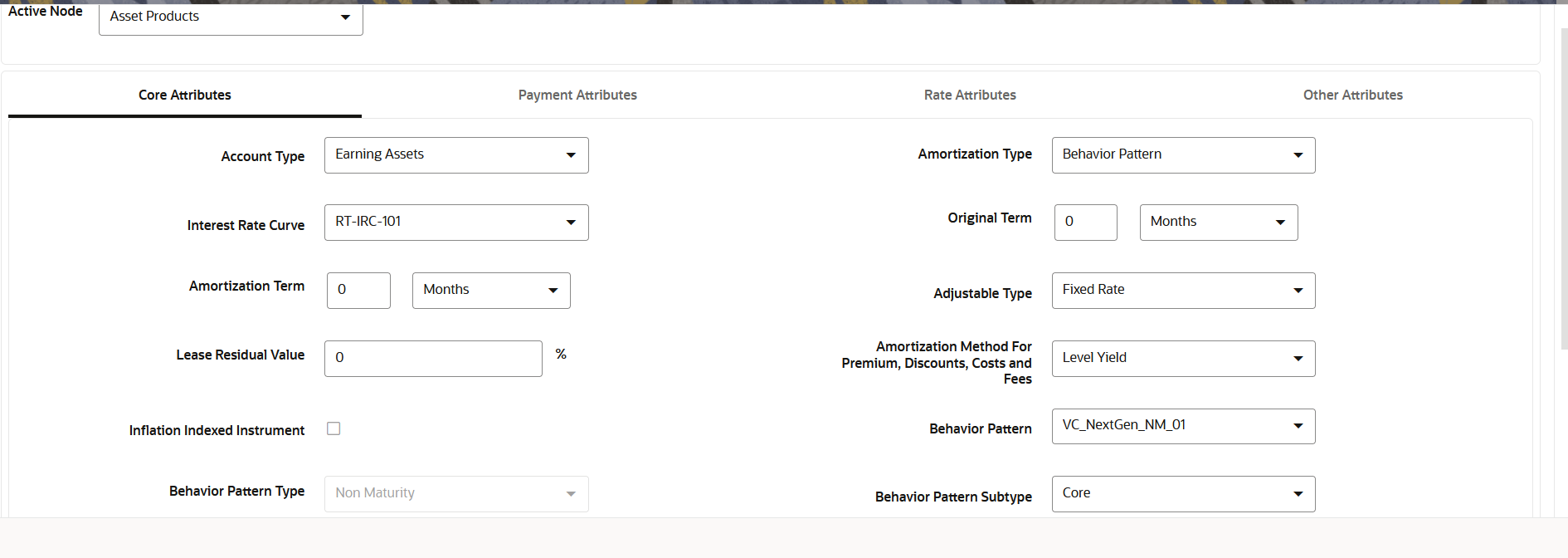 Core Attributes Tab to Define the Product Characteristic Rule