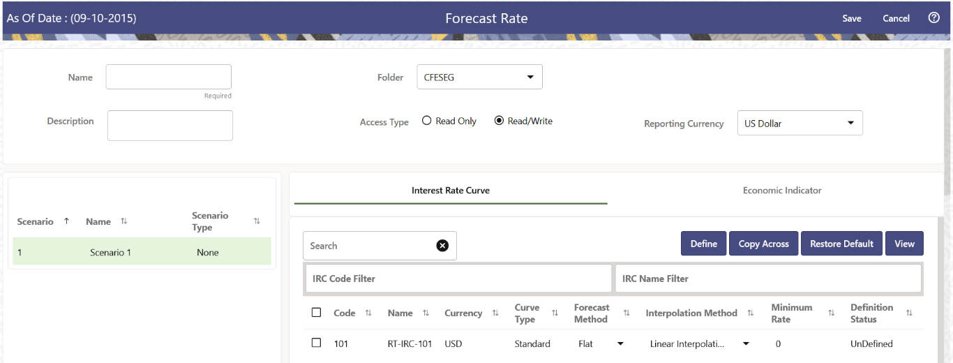 Interest Rate Curve Forecast Rates