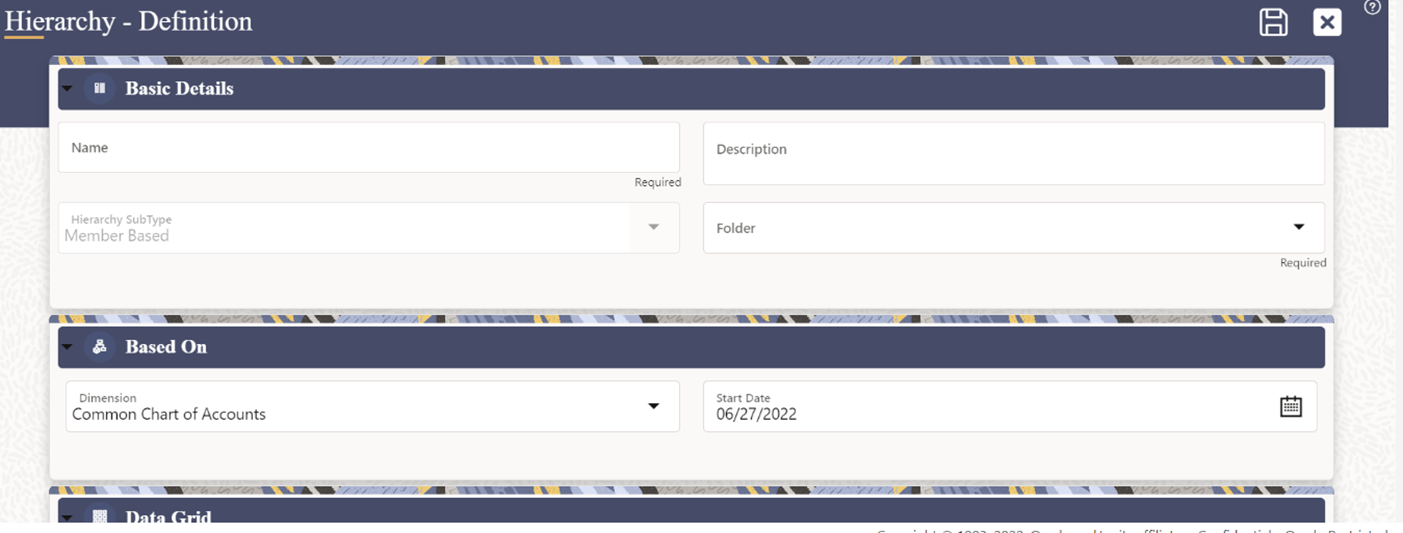 Enter the required information and click Save to add a new Hierarchy Definition.
