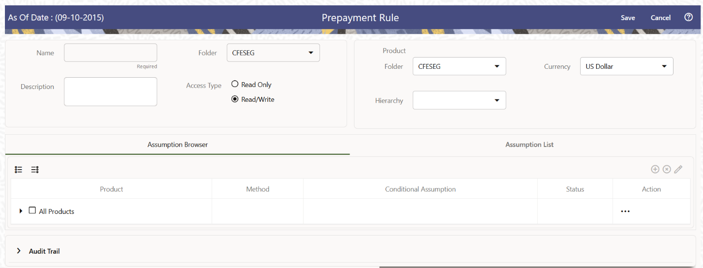 Prepayment Rule Page