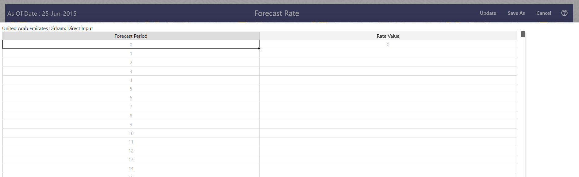 Direct Input window Direct Input window