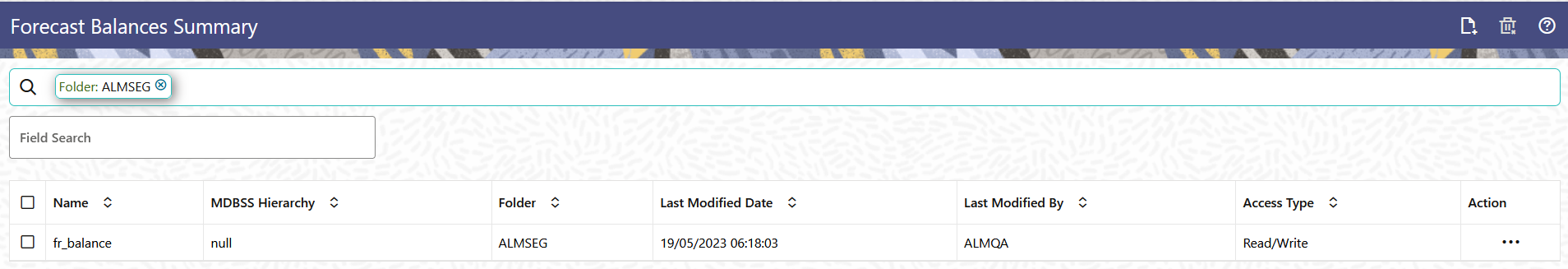 Forecast Balance Summary Page Forecast Balance Summary Page