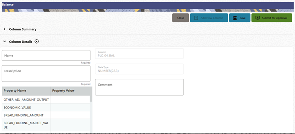 The Columns screen allows you to define the details of the columns that you want to extend. The Columns screen allows you to define the details of the columns that you want to extend.