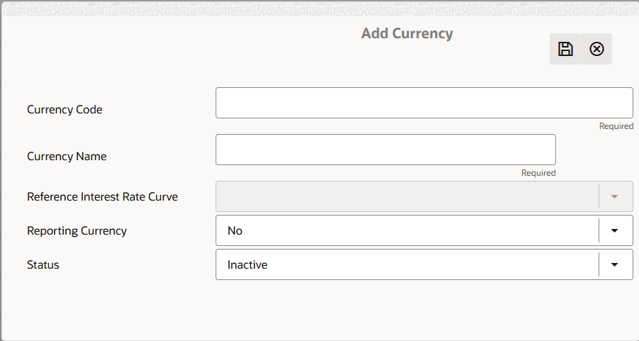 Add Currency Page Add Currency Page